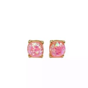 2/$20 Light Bright Pink Square Glitter Stud Earrings